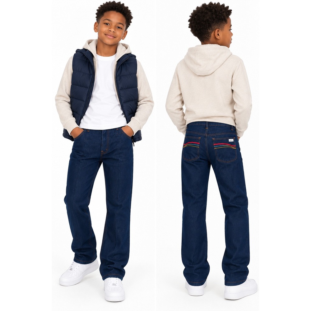 Boys Vintage Slim Straight Jeans by Duval |Dark Wash Sizes 8–18 New